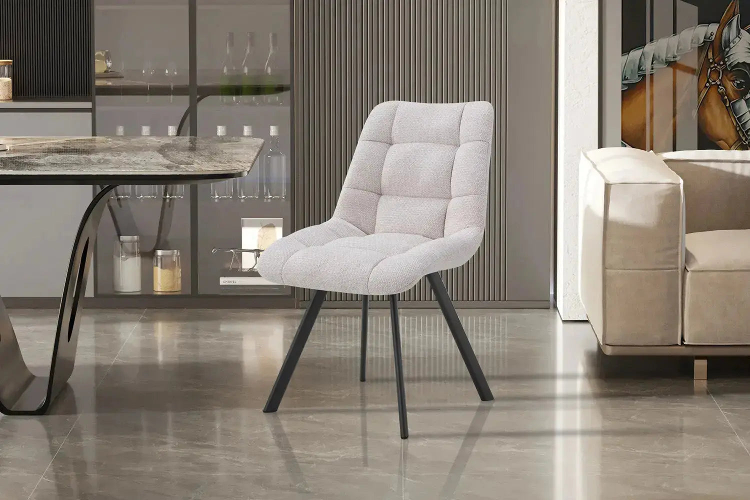 Chaise de salle à manger avec accoudoir confortable LUIZI - TIKAYLA