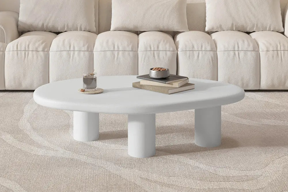 Table basse effet ciment ecru TAVINA - 120 cm - ROUSSEAU chez TIKAYLA