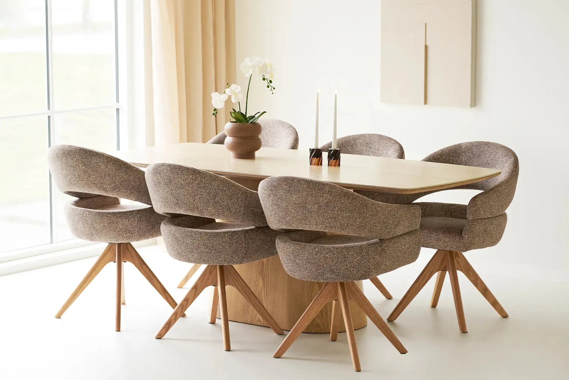 Table rectangulaire de salle a manger plateau blanc en ceramique NOLI - 90 x 200 cm - HOUSE NORDIC chez TIKAYLA