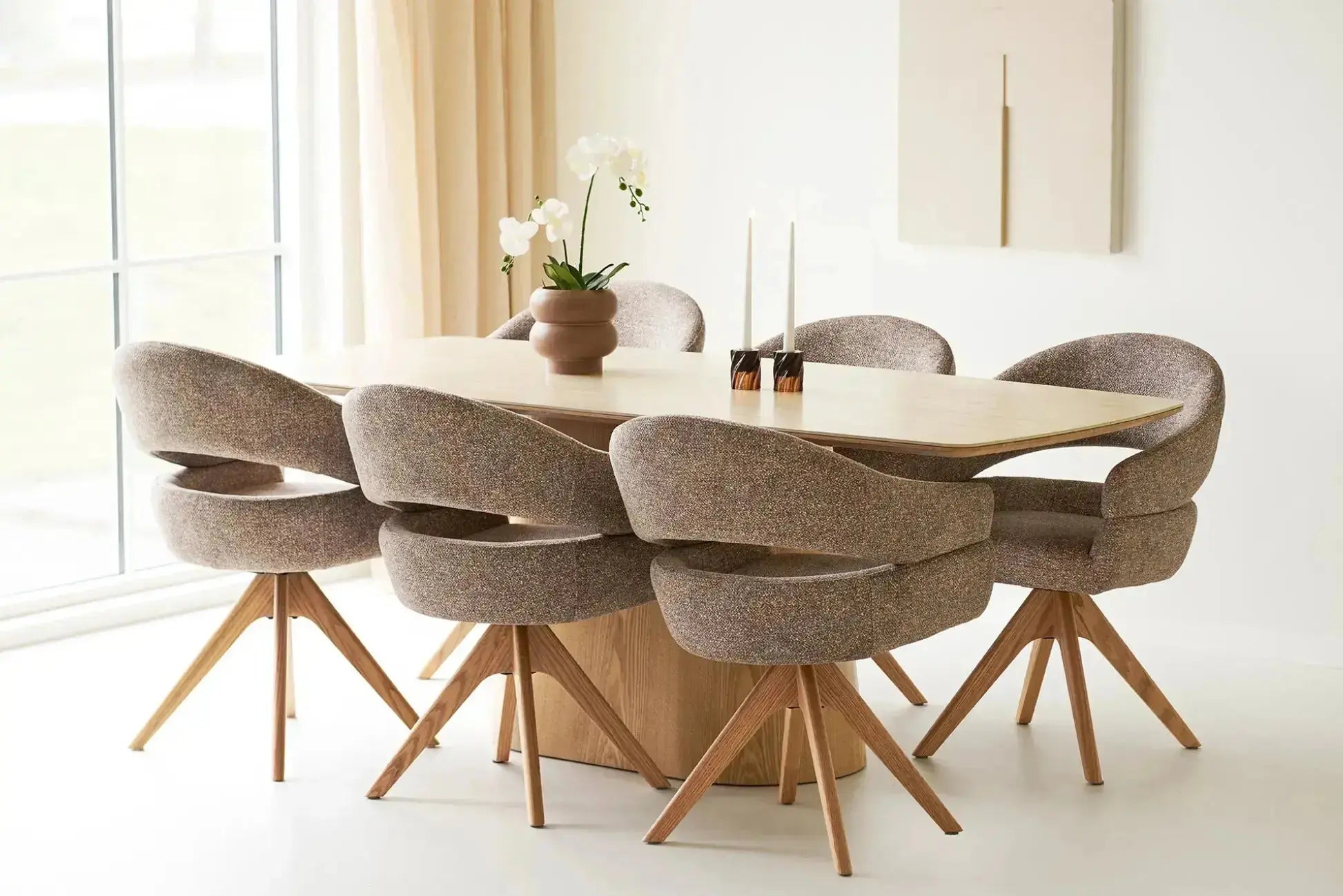 Table rectangulaire de salle a manger plateau blanc en ceramique NOLI - 90 x 200 cm - HOUSE NORDIC chez TIKAYLA