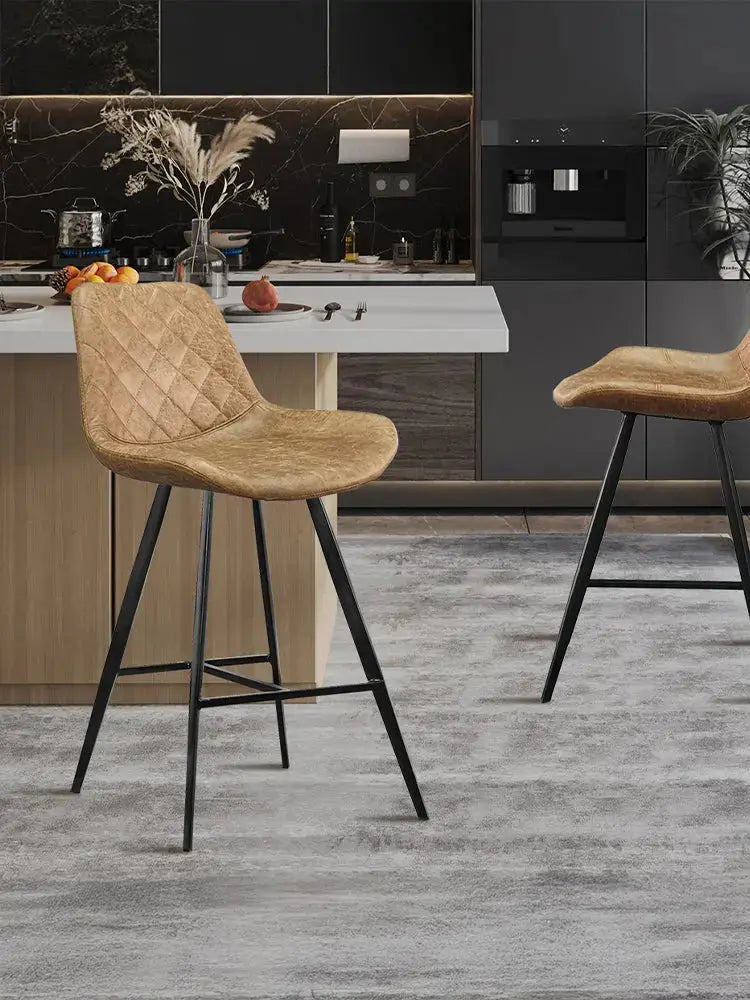 Chaise de bar avec dossier en bois, velours ou tissu TIKAYLA