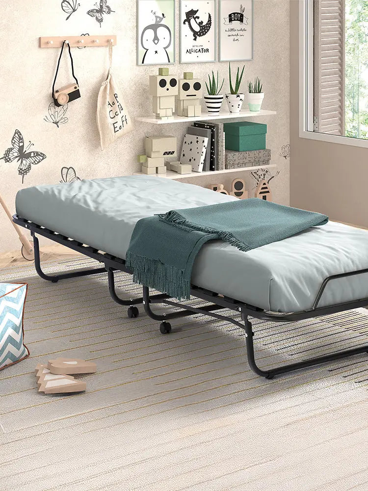 Lit pliable d'appoint en métal avec matelas mousse intégré TIKAYLA