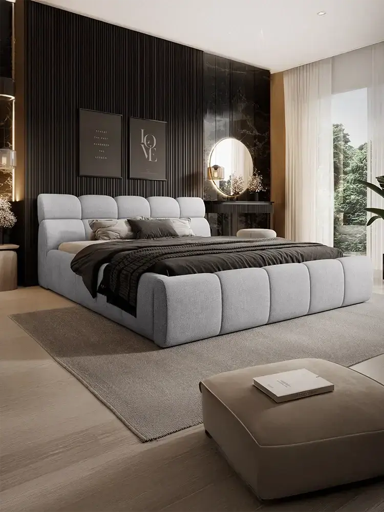 Lit personnalisable sur mesure, tissu et tête de lit au choix TIKAYLA