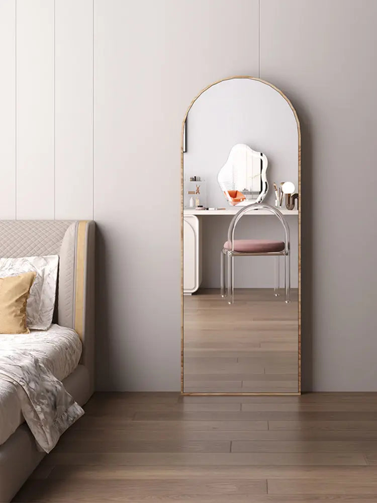 Miroir mural rond, ovale ou rectangulaire à cadre effet chêne vieilli TIKAYLA