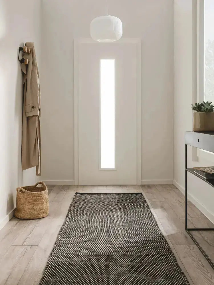 Tapis de couloir TIKAYLA en laine fait main, format 70x200 cm, pour habiller les passages