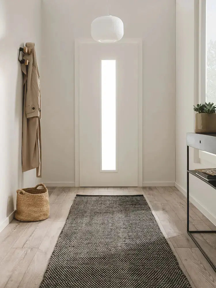 Tapis de couloir TIKAYLA en laine fait main, format 70x200 cm, pour habiller les passages