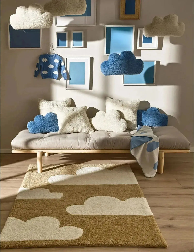 Tapis pour chambre d'enfant TIKAYLA en coton tufté doux et lavable, coloris gais