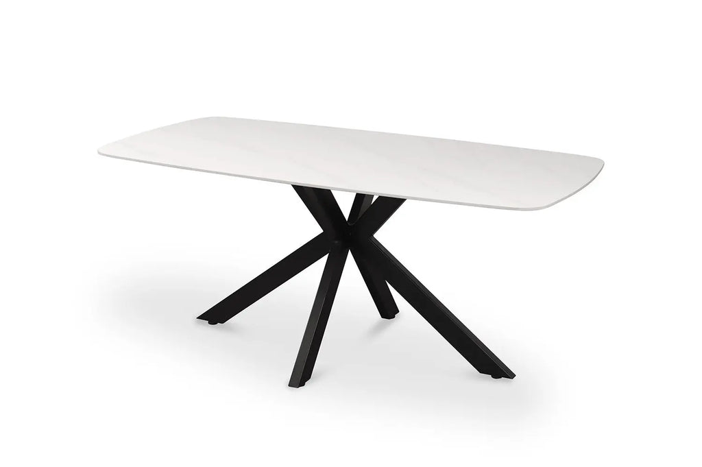 APOLLINA - Table à manger Ovale en Pierre Blanc - 180 x 90 cm - Blanc ROUSSEAU