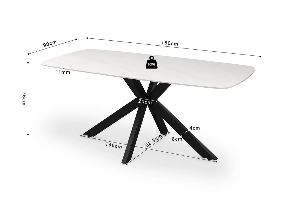 APOLLINA - Table à manger Ovale en Pierre Blanc - 180 x 90 cm - Blanc ROUSSEAU