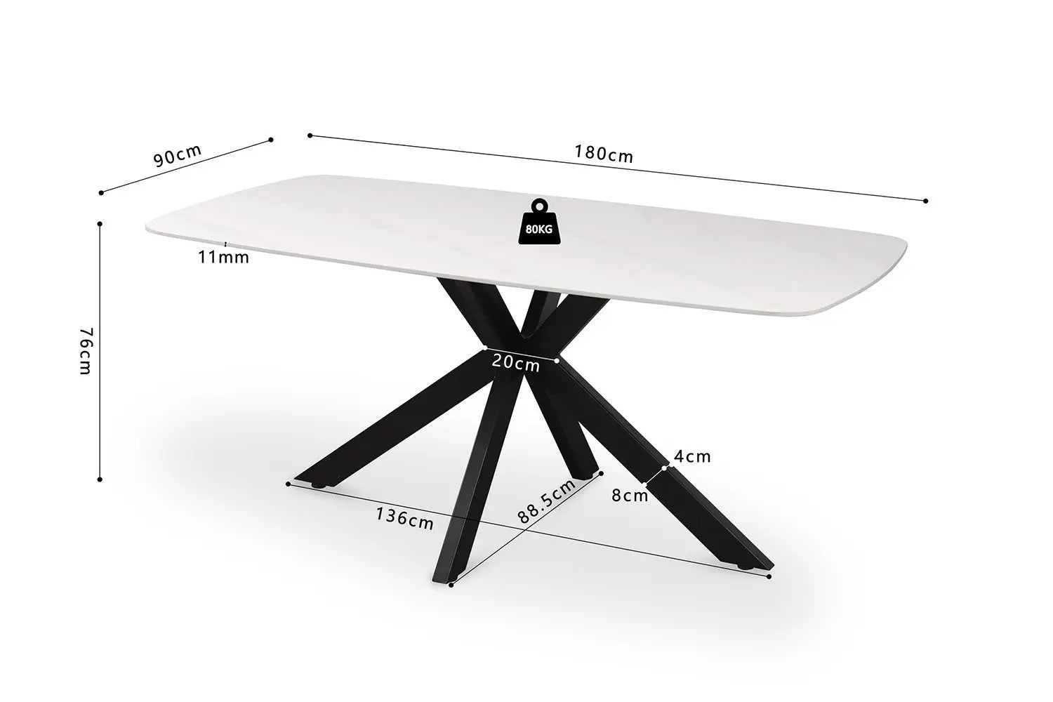 APOLLINA - Table à manger Ovale en Pierre Blanc - 180 x 90 cm - Blanc ROUSSEAU