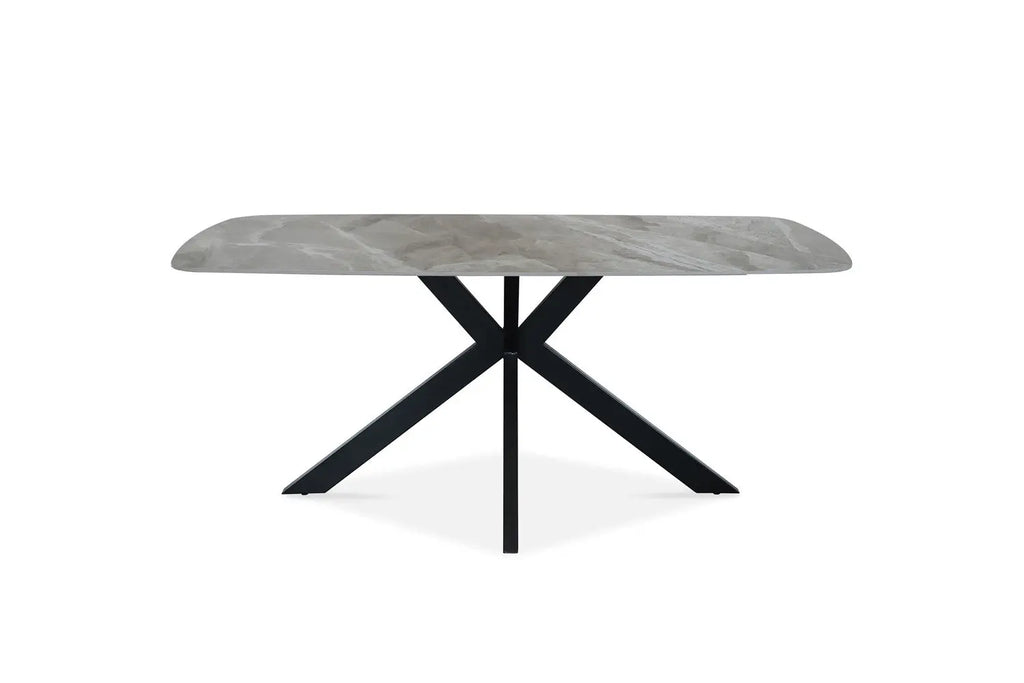APOLLINA - Table à manger Ovale en Pierre Blanc - 180 x 90 cm - Gris Italien ROUSSEAU