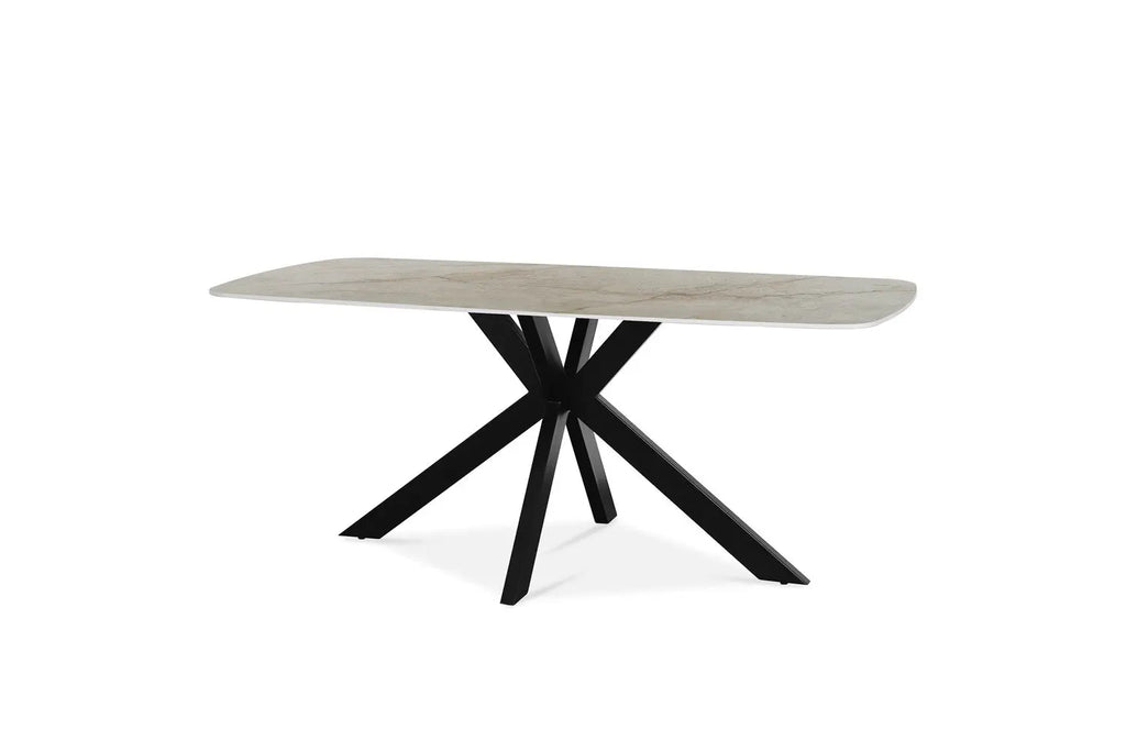 APOLLINA - Table à manger Ovale en Pierre Blanc - 180 x 90 cm - Shakespear Beige ROUSSEAU