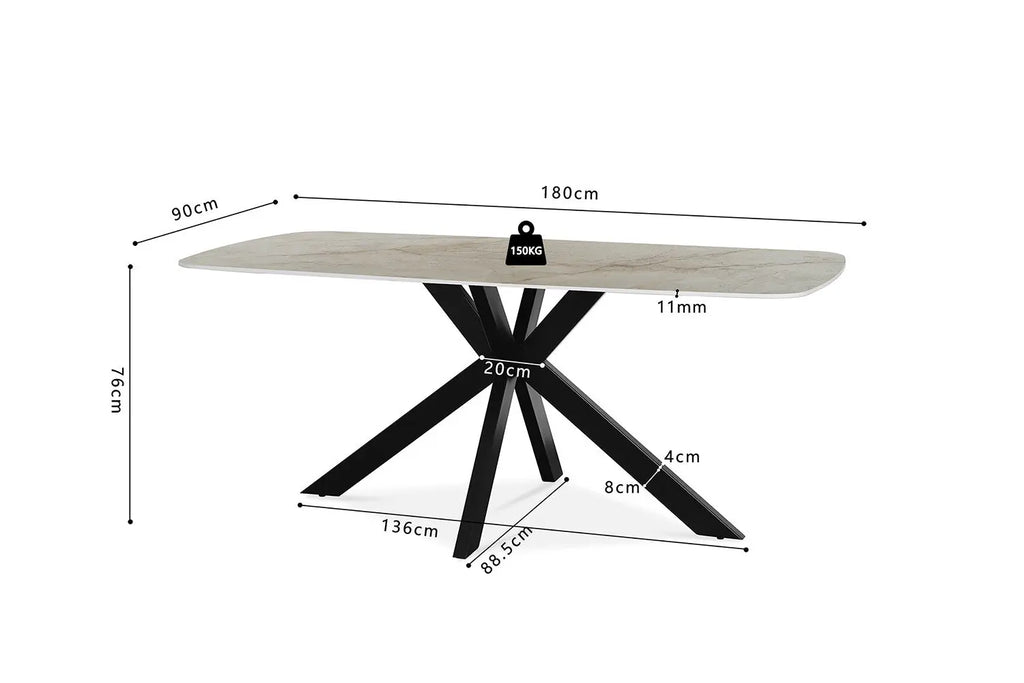 APOLLINA - Table à manger Ovale en Pierre Blanc - 180 x 90 cm - Shakespear Beige ROUSSEAU
