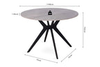 APOLLINA - Table à manger Ronde Pierre Brillante - 110 cm - Gris Italien ROUSSEAU