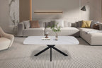 APOLLINA - Table basse Ovale en Pierre - 130 x 70 cm - Blanc