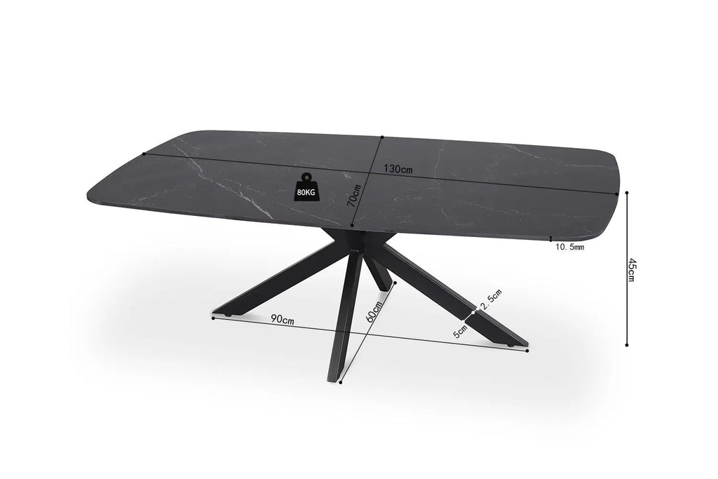 APOLLINA - Table basse Ovale en Pierre - 130 x 70 cm - Noir ROUSSEAU