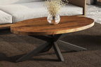 AYORA - Table basse Ovale en Bois de Manguier - 130 x 70 cm - Bois de Manguier Brun