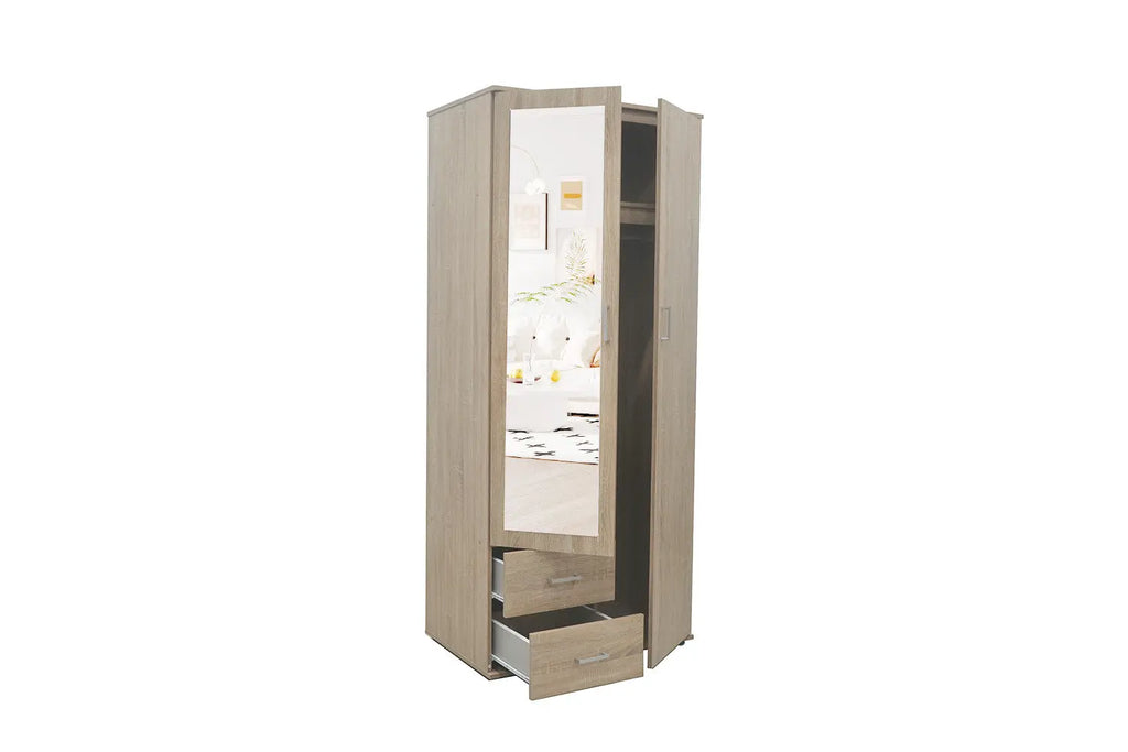 Armoire 2 portes avec miroir MARCO sonoma - 80 cm TIKOYA