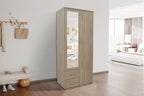Armoire 2 portes avec miroir MARCO sonoma - 80 cm - TIKAYLA