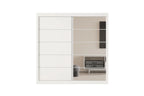 Armoire 2 portes coulissante avec porte miroir MIKA blanc - 182,5 cm - TIKAYLA