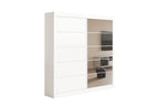 Armoire 2 portes coulissante avec porte miroir MIKA blanc - 182,5 cm - TIKAYLA