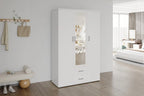 Armoire 3 portes avec miroir MARCO blanc - 120 cm - TIKAYLA