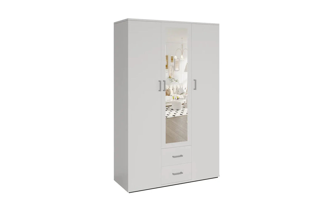 Armoire  3 portes avec miroir MARCO blanc - 120 cm TIKOYA