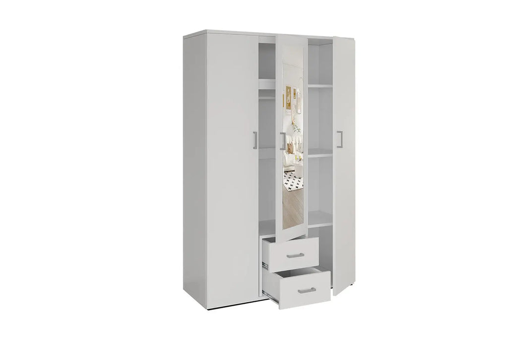 Armoire  3 portes avec miroir MARCO blanc - 120 cm TIKOYA