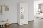 Armoire 2 portes avec miroir MARCO blanc - 80 cm - TIKAYLA