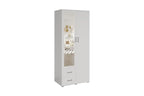 Armoire 2 portes avec miroir MARCO blanc - 80 cm - TIKAYLA