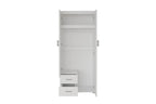 Armoire 2 portes avec miroir MARCO blanc - 80 cm - TIKAYLA