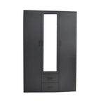 Armoire 3 portes avec miroir MARCO gris foncé - 120 cm - TIKAYLA