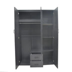 Armoire 3 portes avec miroir MARCO gris foncé - 120 cm - TIKAYLA