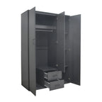 Armoire 3 portes avec miroir MARCO gris foncé - 120 cm - TIKAYLA