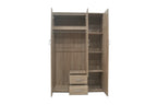 Armoire 3 portes avec miroir MARCO sonoma - 120 cm - TIKAYLA