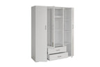 Armoire 4 portes avec 2 miroirs MARCO blanc - 160 cm - TIKAYLA