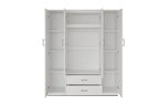Armoire 4 portes avec 2 miroirs MARCO blanc - 160 cm - TIKAYLA