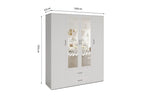 Armoire 4 portes avec 2 miroirs MARCO blanc - 160 cm - TIKAYLA
