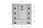 Armoire 4 portes avec 2 miroirs MARCO blanc - 160 cm - TIKAYLA