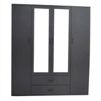 Armoire 4 portes avec 2 miroirs MARCO gris foncé - 160 cm - TIKAYLA