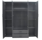 Armoire 4 portes avec 2 miroirs MARCO gris foncé - 160 cm - TIKAYLA