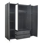 Armoire 4 portes avec 2 miroirs MARCO gris foncé - 160 cm - TIKAYLA