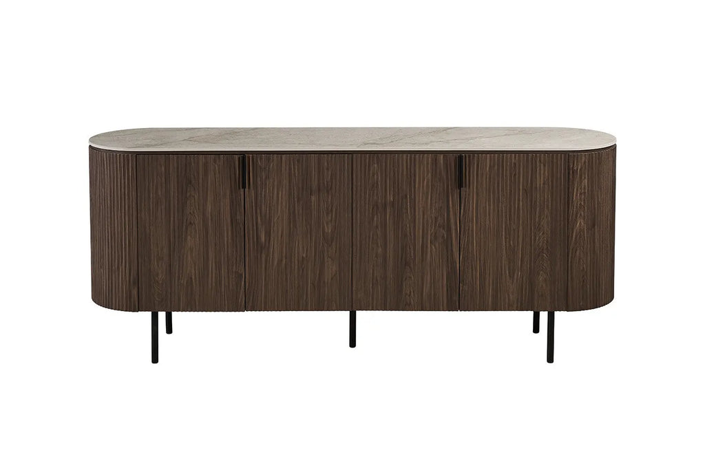 Buffet VEKO 200 cm - vue côté avec détail bords arrondis
