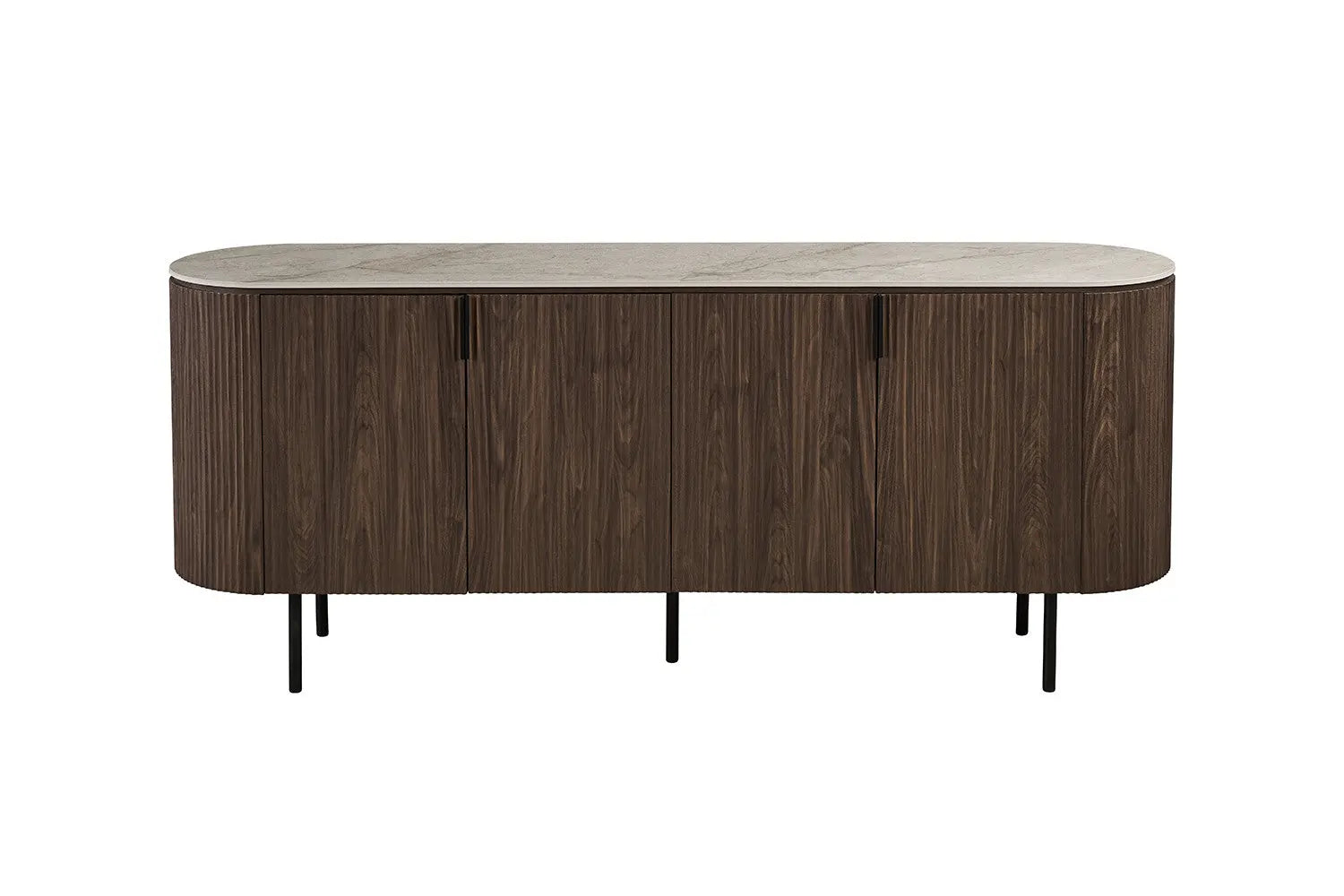 Buffet VEKO 200 cm - vue côté avec détail bords arrondis