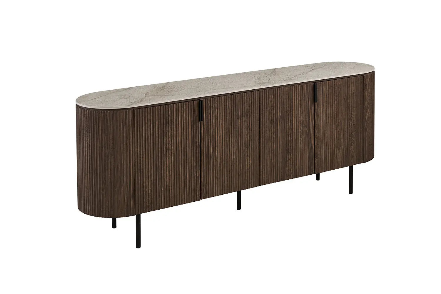 Buffet VEKO 200 cm - intérieur rangement portes ouvertes