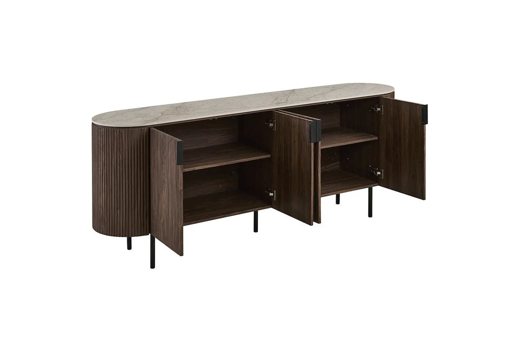 Buffet VEKO 200 cm - détail pieds métalliques noirs