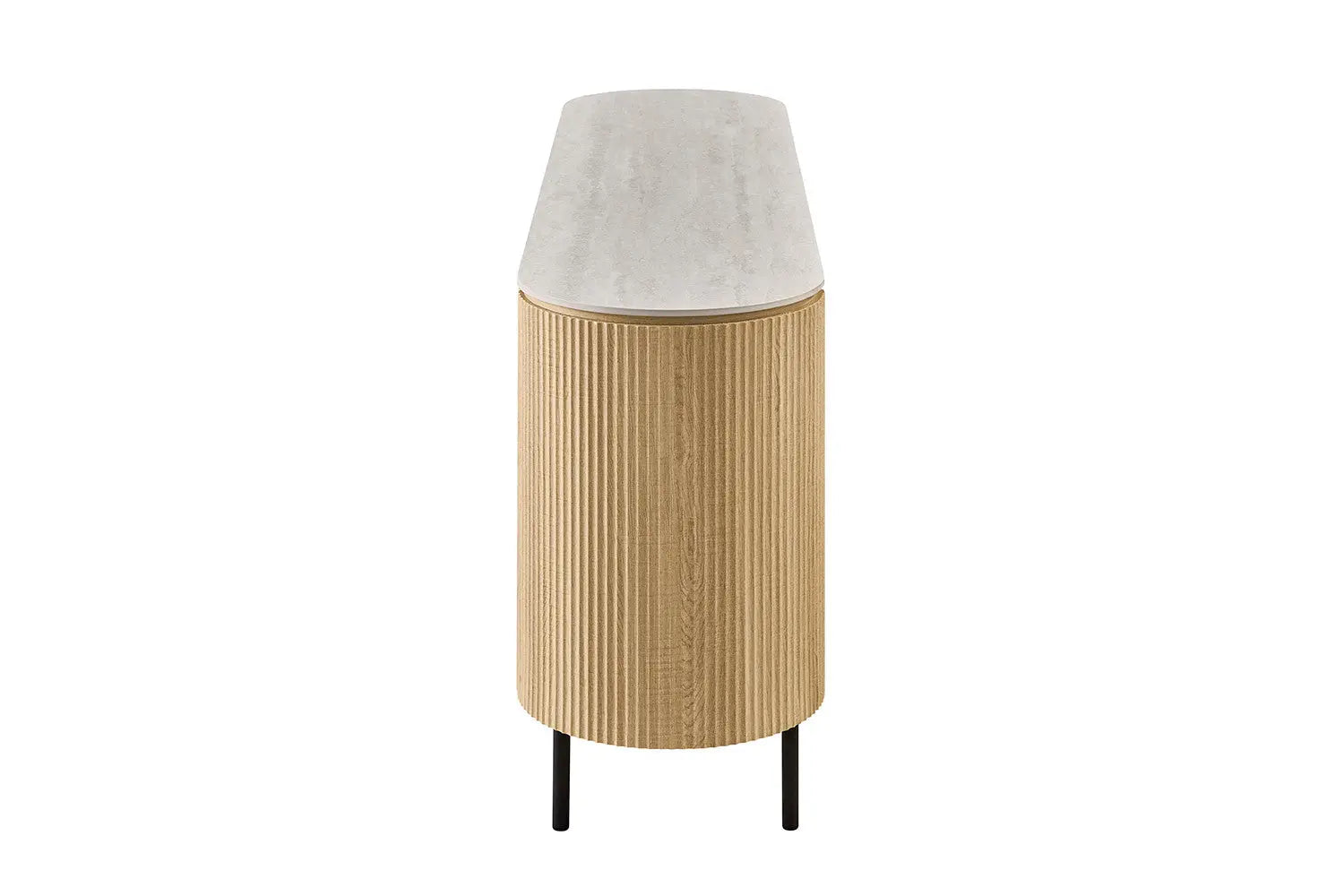 Buffet 200 cm Décor Chêne et Plateau Pierre Frittée VEKO - 200 x 45 cm