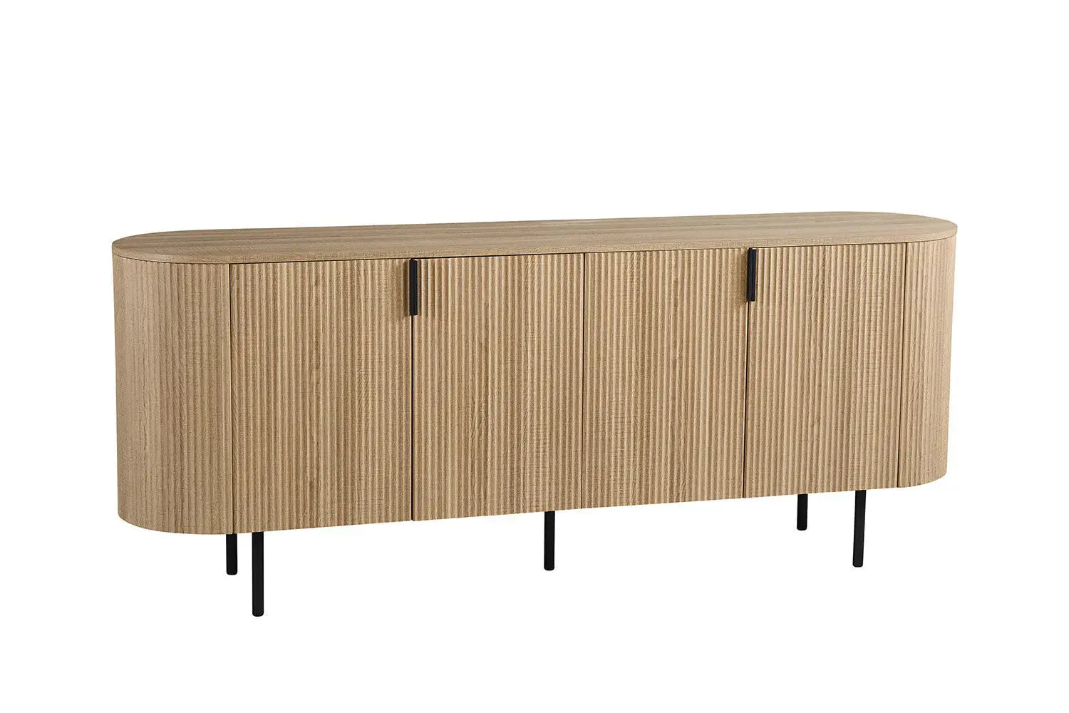Buffet LYANE effet chêne naturel, détail piètement métal - TIKAYLA