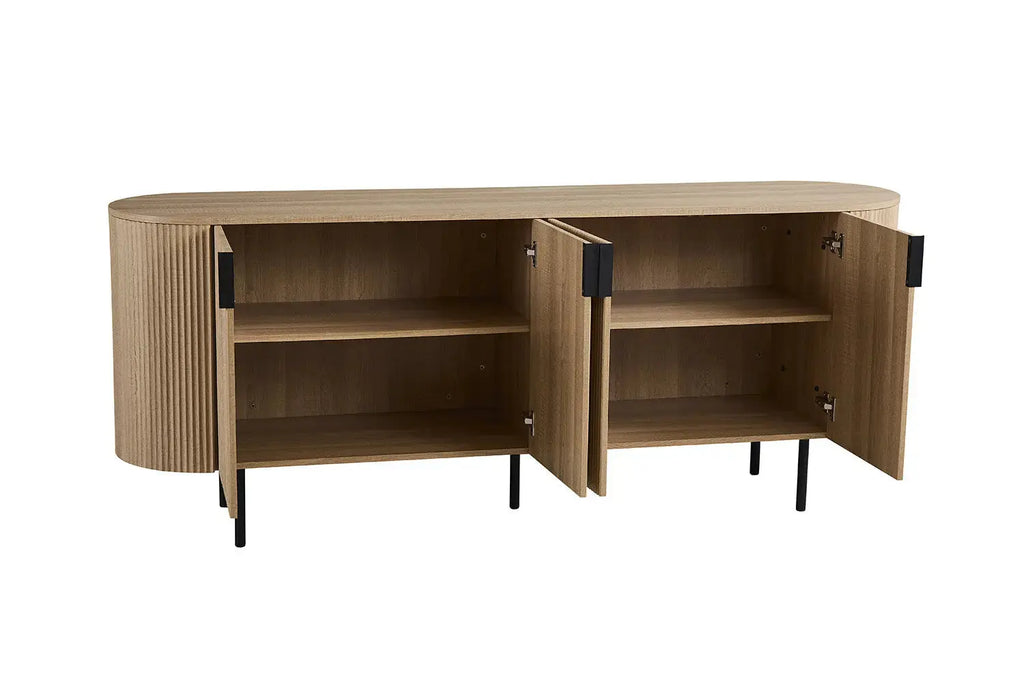 Buffet LYANE effet chêne naturel, détail façade - TIKAYLA