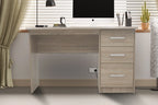Bureau MATIS 3 tiroirs finition sonoma, plateau 121 x 60 cm - TIKAYLA